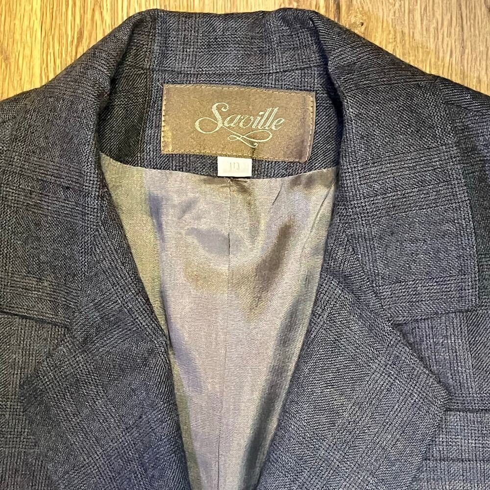 Vintage Saville Tweed Wool Blazer Plaid Sz 10 Gray old money quiet luxury preppy - Picture 9 of 15